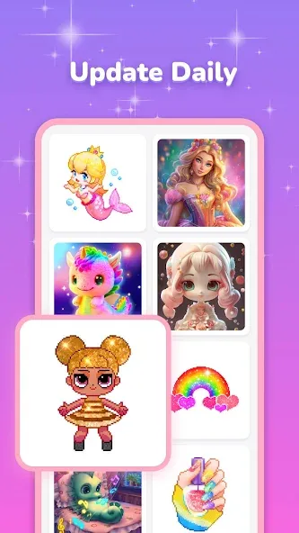 Pixel Coloring-Color by number  [МОД Бесконечные монеты] Screenshot 2